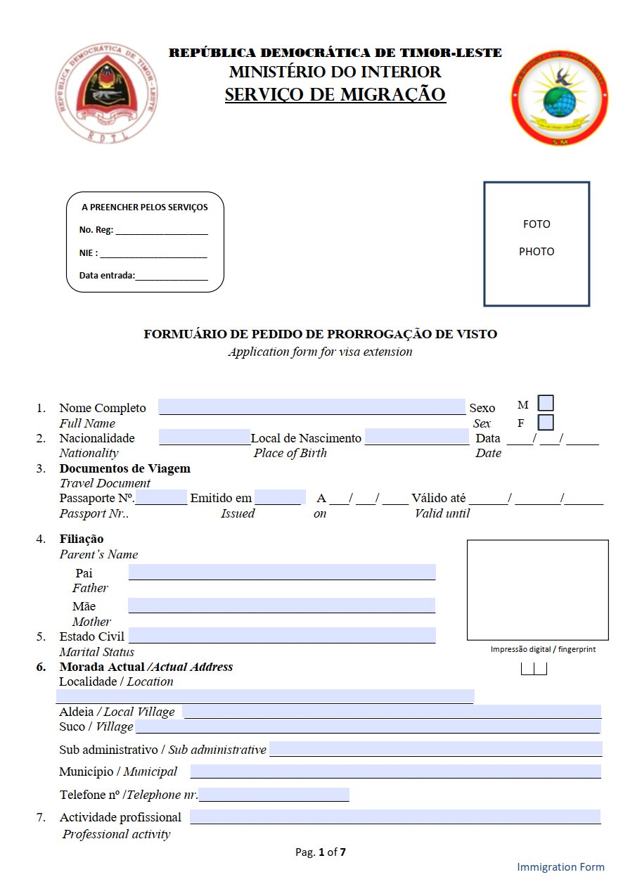Visa Extension Form pdf thumbnail
